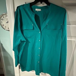 Gorgeous Calvin Klein green button up size 3x!